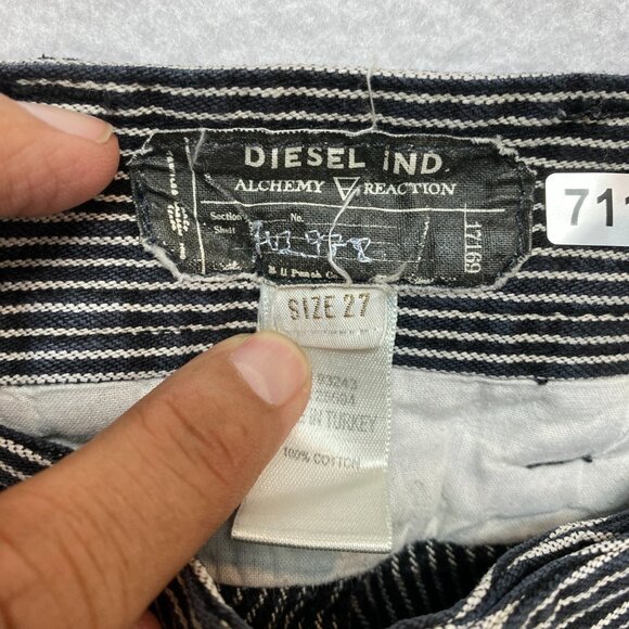 VINTAGE DIESEL Denim Pants Unisex 27 Black White Utility Achemy Reaction Y2K - Picture 9 of 12